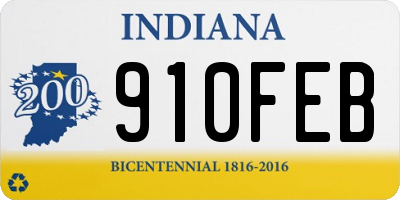 IN license plate 910FEB