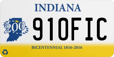 IN license plate 910FIC
