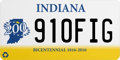 IN license plate 910FIG