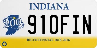 IN license plate 910FIN