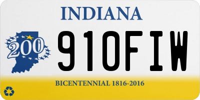 IN license plate 910FIW