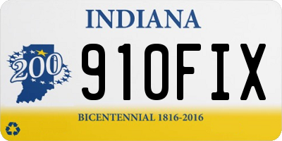 IN license plate 910FIX