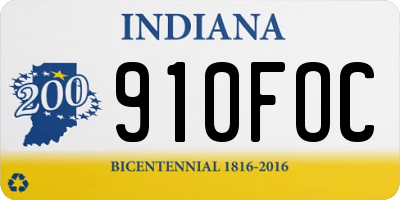 IN license plate 910FOC