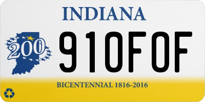 IN license plate 910FOF