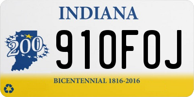 IN license plate 910FOJ