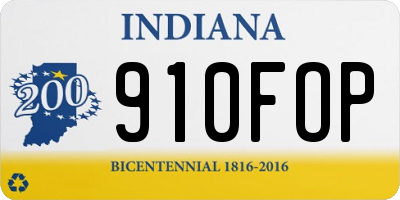 IN license plate 910FOP