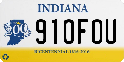IN license plate 910FOU