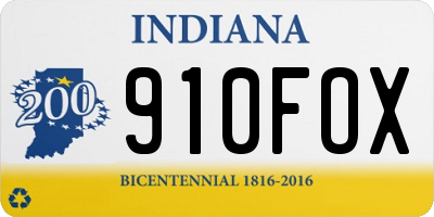 IN license plate 910FOX
