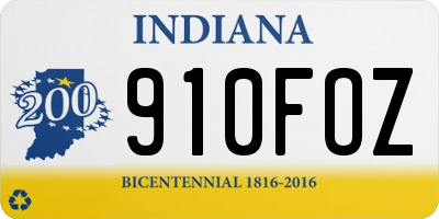 IN license plate 910FOZ