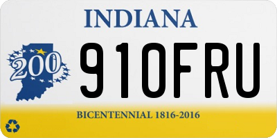 IN license plate 910FRU