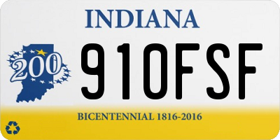 IN license plate 910FSF