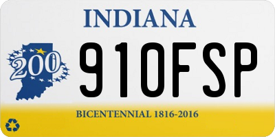 IN license plate 910FSP