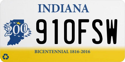 IN license plate 910FSW