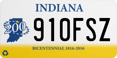 IN license plate 910FSZ