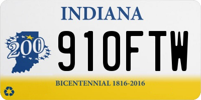 IN license plate 910FTW