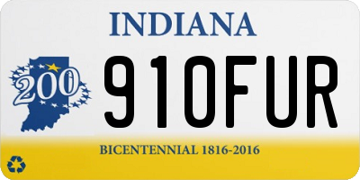 IN license plate 910FUR