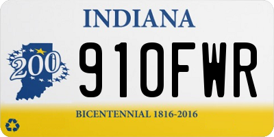 IN license plate 910FWR