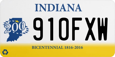 IN license plate 910FXW