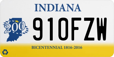 IN license plate 910FZW