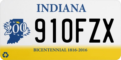 IN license plate 910FZX