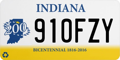 IN license plate 910FZY