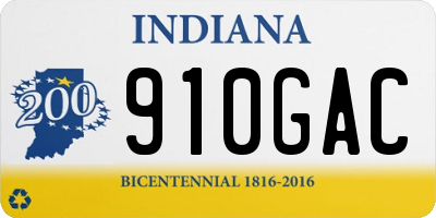 IN license plate 910GAC