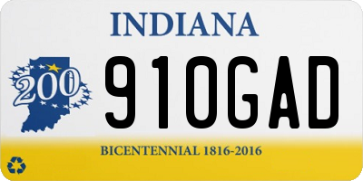 IN license plate 910GAD