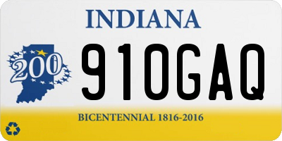 IN license plate 910GAQ