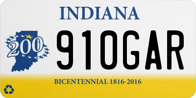 IN license plate 910GAR
