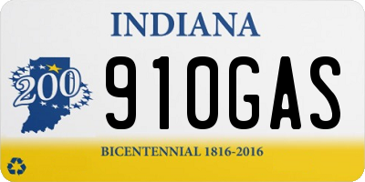 IN license plate 910GAS