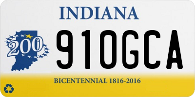 IN license plate 910GCA