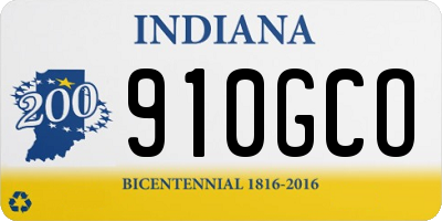 IN license plate 910GCO