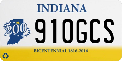 IN license plate 910GCS