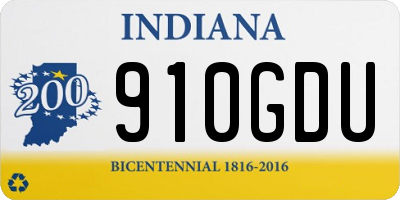 IN license plate 910GDU