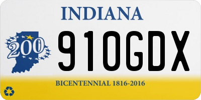 IN license plate 910GDX