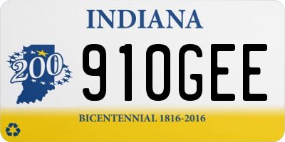 IN license plate 910GEE