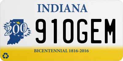 IN license plate 910GEM