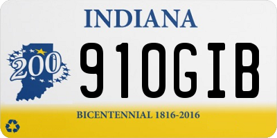 IN license plate 910GIB