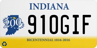 IN license plate 910GIF