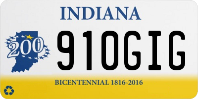 IN license plate 910GIG