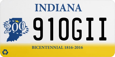 IN license plate 910GII
