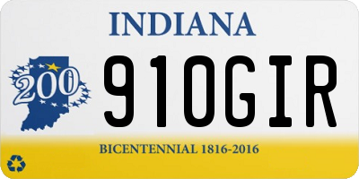 IN license plate 910GIR
