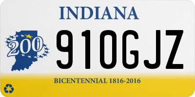 IN license plate 910GJZ