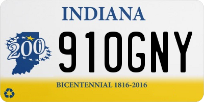IN license plate 910GNY