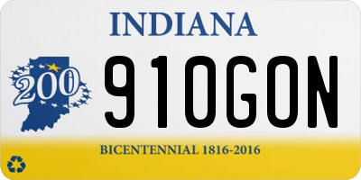 IN license plate 910GON