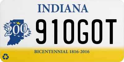 IN license plate 910GOT