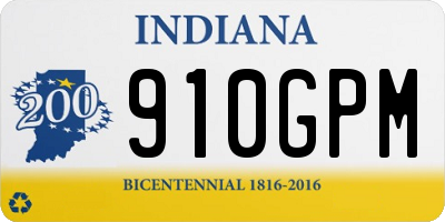 IN license plate 910GPM