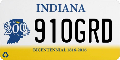 IN license plate 910GRD
