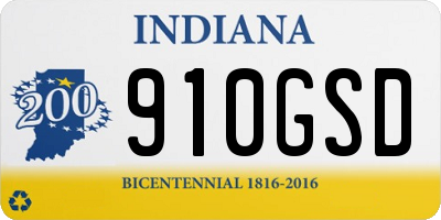 IN license plate 910GSD