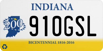 IN license plate 910GSL